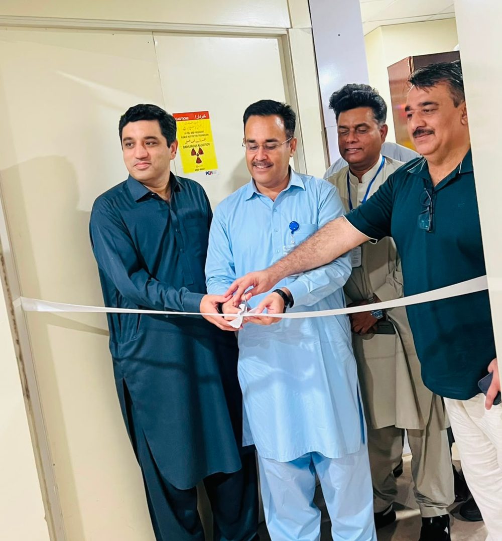 Ribbon-cutting ceremony opening the CT scan facility at Peshawar General Hospital
